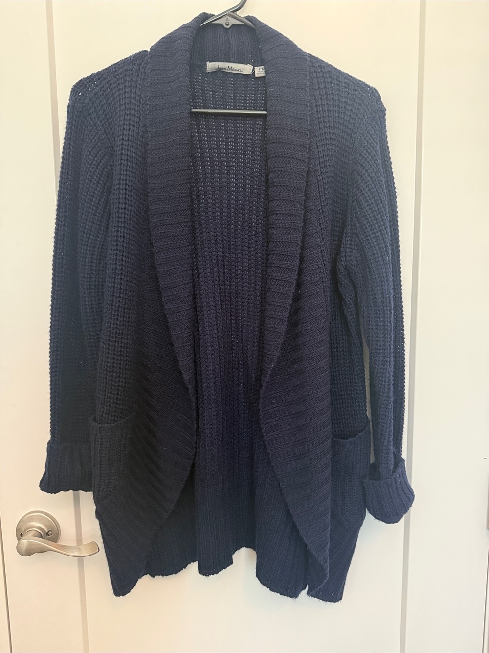jason maxwell Navy Open-Front Chunky Knit Cardigan